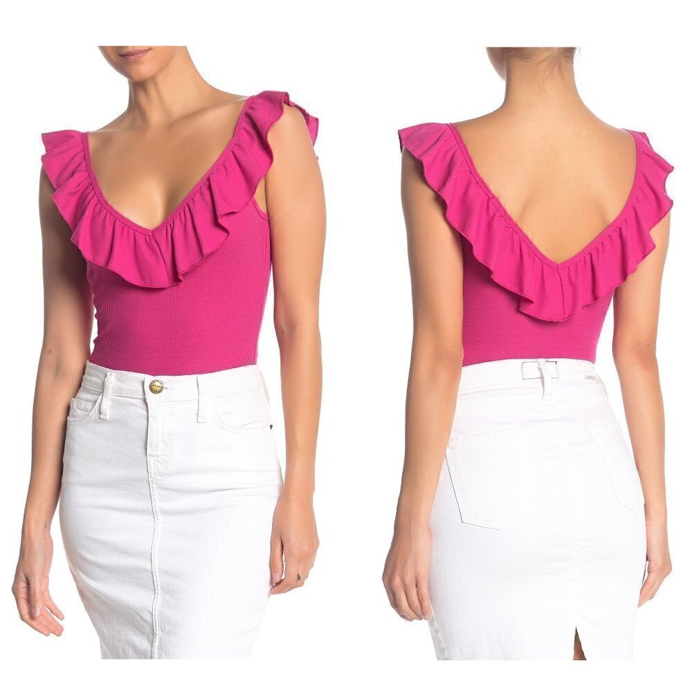 Socialite Ruffled Double V-Neck SleevelessBodysuit